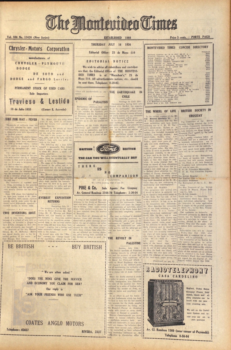 THE MONTEVIDEO TIMES del 16/07/1936
